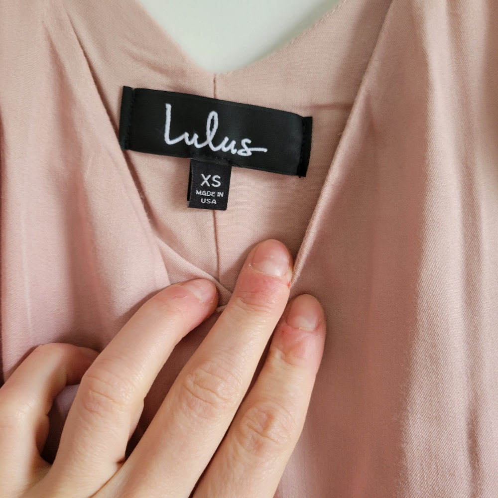 Blush flowy spaghetti strap silk relaxed dress